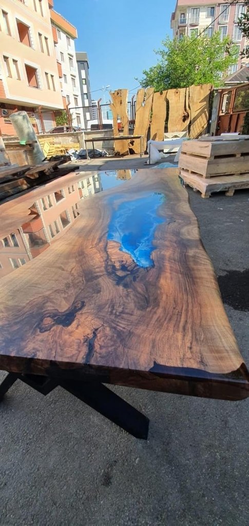 Extendable Blue and White Ocean Waves Epoxy Resin Table Dining Table Coffee Table Living Room Table Center Table Patio Table Console Table End/Side Table - resinhomefurniture