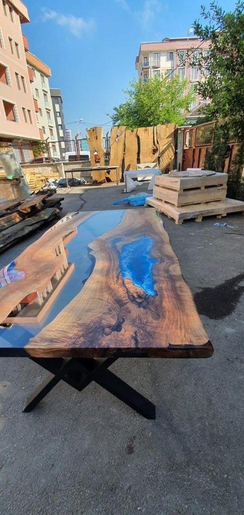 Extendable Blue and White Ocean Waves Epoxy Resin Table Dining Table Coffee Table Living Room Table Center Table Patio Table Console Table End/Side Table - resinhomefurniture