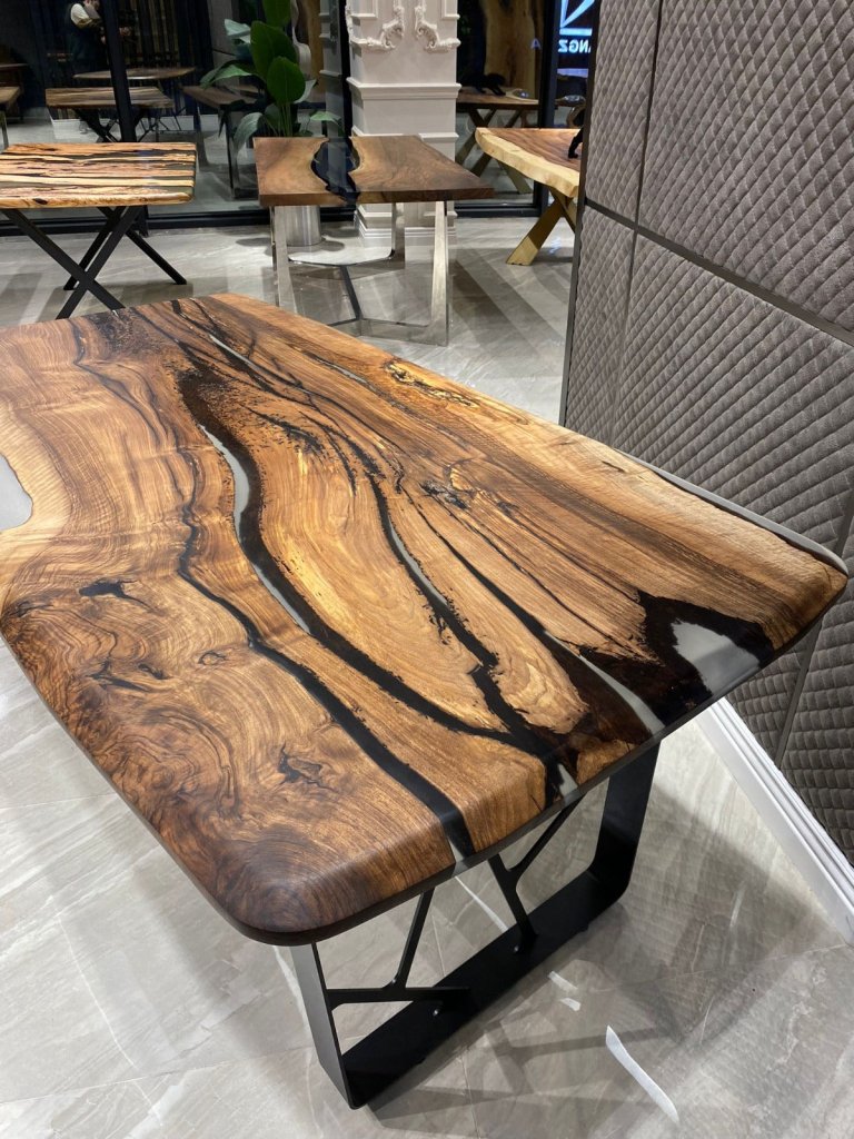 Extendable Live Edge Translucent Epoxy Dining Table Living Room Table Coffee Table Hallway Table Office Table Console Table Center Table End/Side Table Home Décor - resinhomefurniture