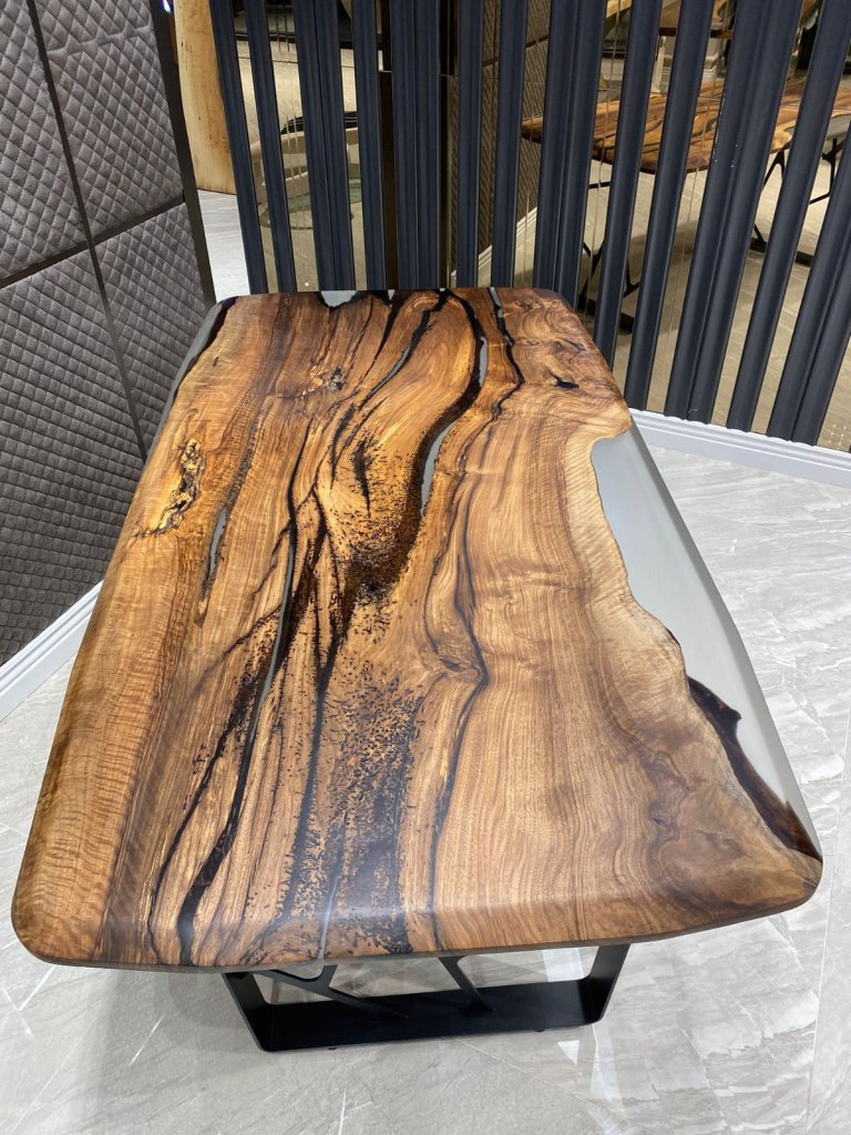 Extendable Live Edge Translucent Epoxy Dining Table Living Room Table Coffee Table Hallway Table Office Table Console Table Center Table End/Side Table Home Décor - resinhomefurniture