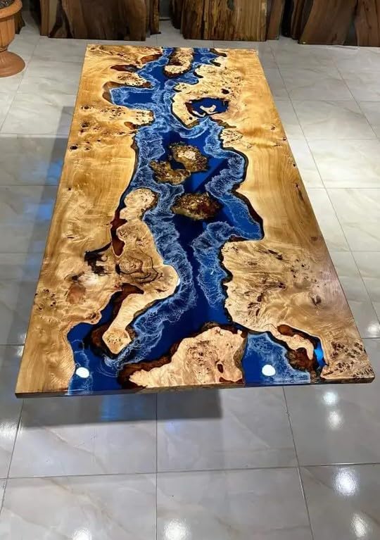 indoor - blue - island - ocean - look - epoxy - resin - dining - table - coffee - table - end - table - wooden - table - living - room - table - bar - counter - home - decor - patio - table - resinhomefurniture