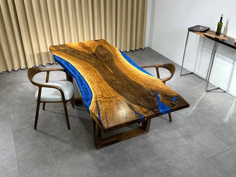 Large Indoor Blue Island Look Epoxy Resin River Dining Table Coffee Table End Table Wooden Table Living Room Table Bar Counter Home Décor - resinhomefurniture