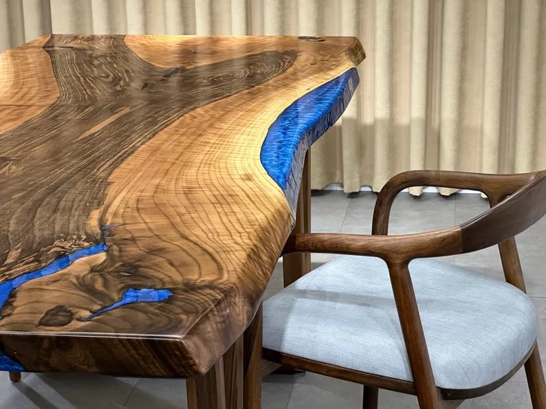 Large Indoor Blue Island Look Epoxy Resin River Dining Table Coffee Table End Table Wooden Table Living Room Table Bar Counter Home Décor - resinhomefurniture