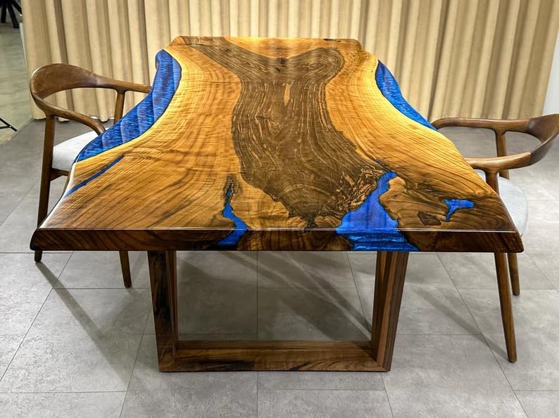 Large Indoor Blue Island Look Epoxy Resin River Dining Table Coffee Table End Table Wooden Table Living Room Table Bar Counter Home Décor - resinhomefurniture