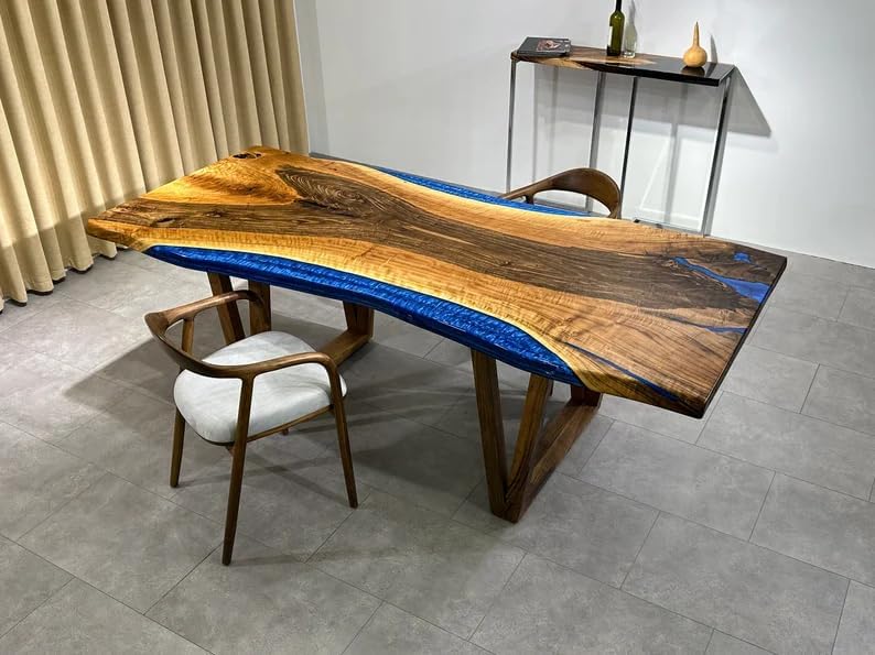 Large Indoor Blue Island Look Epoxy Resin River Dining Table Coffee Table End Table Wooden Table Living Room Table Bar Counter Home Décor - resinhomefurniture