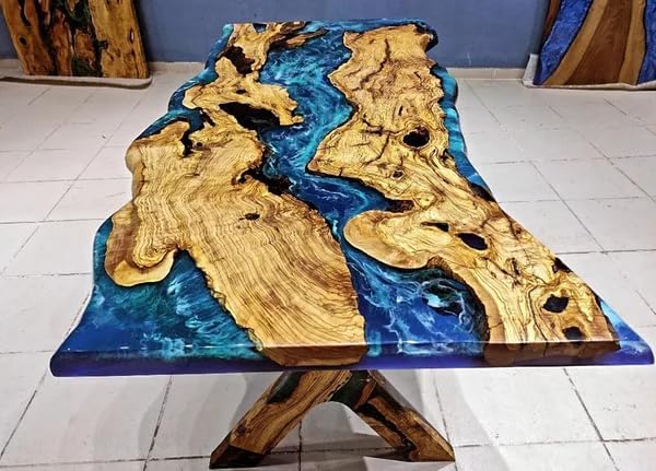 large - indoor - blue - ocean - flow - look - epoxy - resin - river - dining - table - coffee - table - end - table - wooden - table - living - room - table - bar - counter - home - decor - resinhomefurniture