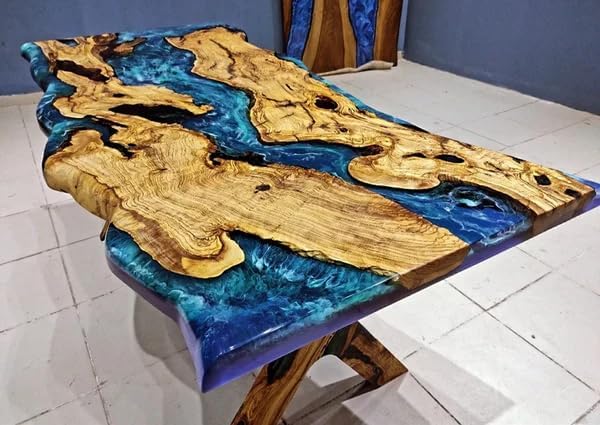 large - indoor - blue - ocean - flow - look - epoxy - resin - river - dining - table - coffee - table - end - table - wooden - table - living - room - table - bar - counter - home - decor - resinhomefurniture