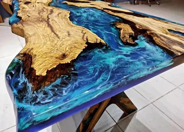 large - indoor - blue - ocean - flow - look - epoxy - resin - river - dining - table - coffee - table - end - table - wooden - table - living - room - table - bar - counter - home - decor - resinhomefurniture