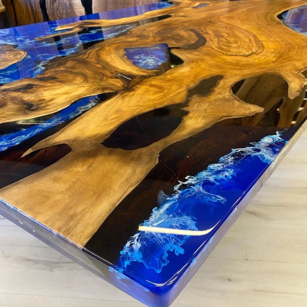 Large Indoor Epoxy Dining Table Resin Coffee Table Blue Ocean Table for 2, 4, 6, 8 Living Room Table Epoxy Table Top Resin Epoxy Table River - resinhomefurniture