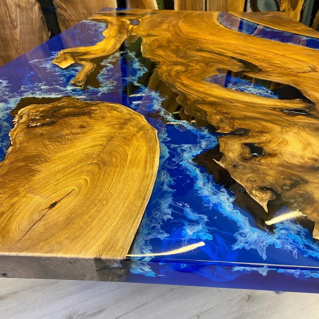 Large Indoor Epoxy Dining Table Resin Coffee Table Blue Ocean Table for 2, 4, 6, 8 Living Room Table Epoxy Table Top Resin Epoxy Table River - resinhomefurniture