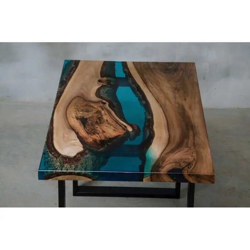Light Wood Resin Epoxy Table Clear Blue Epoxy Table Coastal table Top Dining Table Coffee Table Side/End Table Bar Counter Top Home D?cor - resinhomefurniture