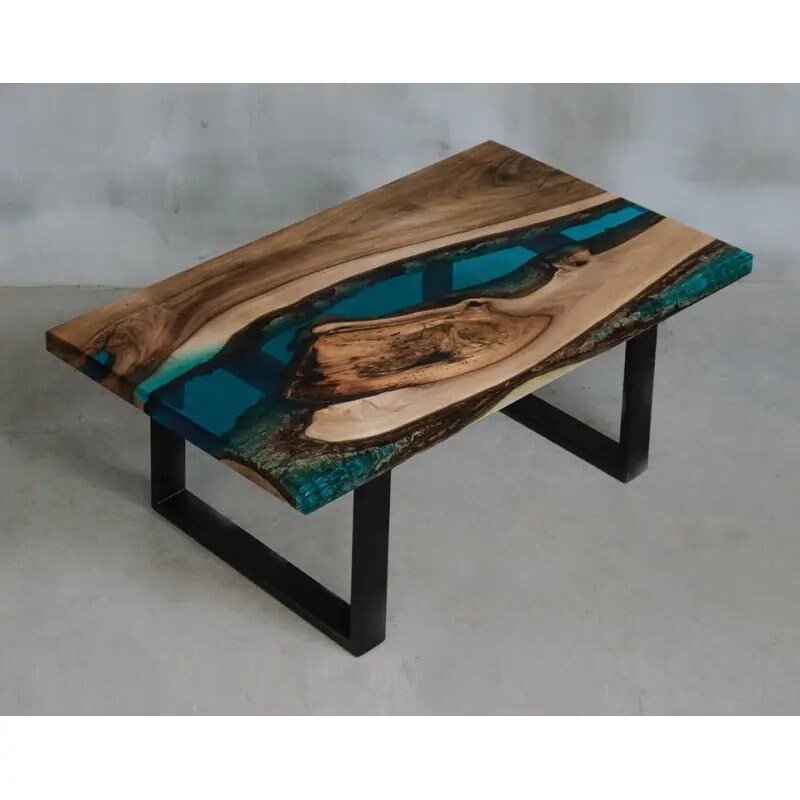 Light Wood Resin Epoxy Table Clear Blue Epoxy Table Coastal table Top Dining Table Coffee Table Side/End Table Bar Counter Top Home D?cor - resinhomefurniture