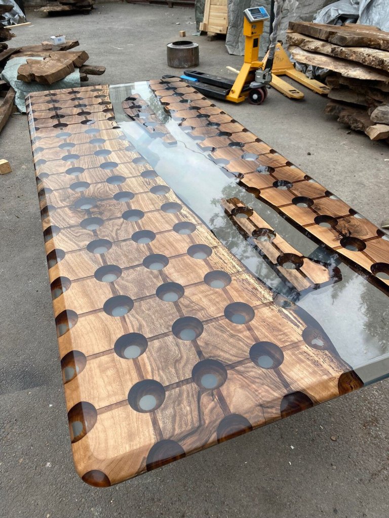 Modern Epoxy Resin Hexagon Look Dining Table Coffee Table Living Room Table Center Table Patio Table Console Table End Table Side Table Living Room Table Home Décor - resinhomefurniture