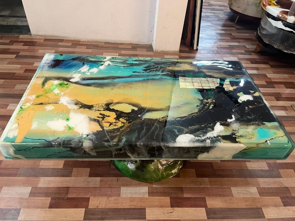 Multi Colour Tree Life Epoxy Resin Dining Table Coffee Table End Table Wooden Table Living Room Table Home D?cor side table. Without Legs - resinhomefurniture