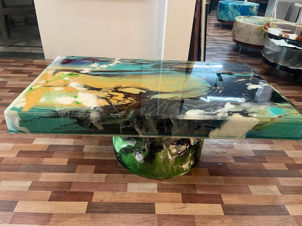 Multi Colour Tree Life Epoxy Resin Dining Table Coffee Table End Table Wooden Table Living Room Table Home D?cor side table. Without Legs - resinhomefurniture