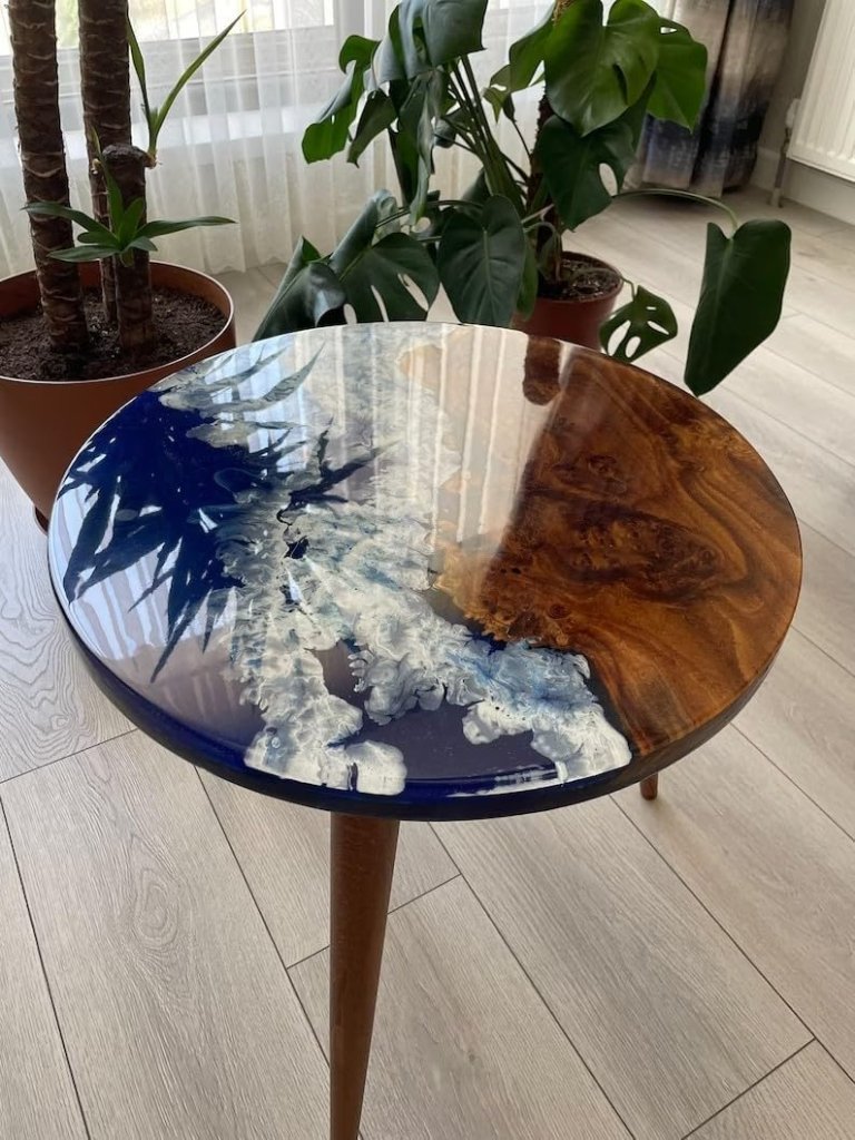 natural - custom - made - blue - epoxy - coffee - table - end - table - bar - counter - top - living - room - table - ocean - feel - table - for - 2 - 4 - 6 - 8 - side - table - home - decor - table - patio - table - resinhomefurniture