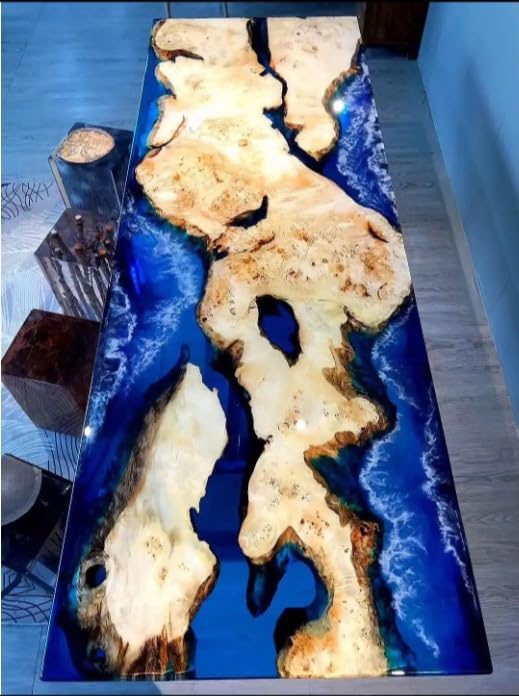 Natural Wood Classic Ocean Mountain Look Resin Epoxy Table Coastal Table Top Dining Table Coffee Table Side/End Table Home Décor - resinhomefurniture