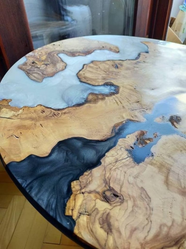 natural - wood - epoxy - coffee - table - round - table - multi - river - white - epoxy - table - living - room - table - for - 2 - 4 - 6 - 8 - dining - table - resin - bar - counter - home - decor - side - end - table - resinhomefurniture
