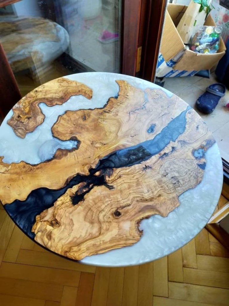 natural - wood - epoxy - coffee - table - round - table - multi - river - white - epoxy - table - living - room - table - for - 2 - 4 - 6 - 8 - dining - table - resin - bar - counter - home - decor - side - end - table - resinhomefurniture