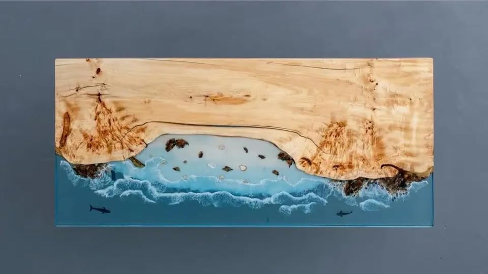 Natural Wood Mountain Sea Look Resin Epoxy Table Resin Dining Table Coffee Table End Table Wooden Table Living Room Table Bar Counter Home Décor Side Table top - resinhomefurniture