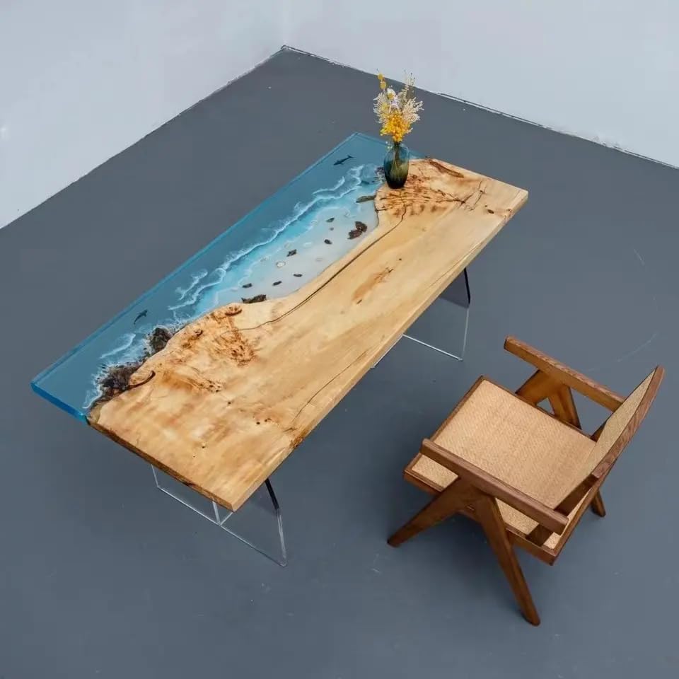 Natural Wood Mountain Sea Look Resin Epoxy Table Resin Dining Table Coffee Table End Table Wooden Table Living Room Table Bar Counter Home Décor Side Table top - resinhomefurniture