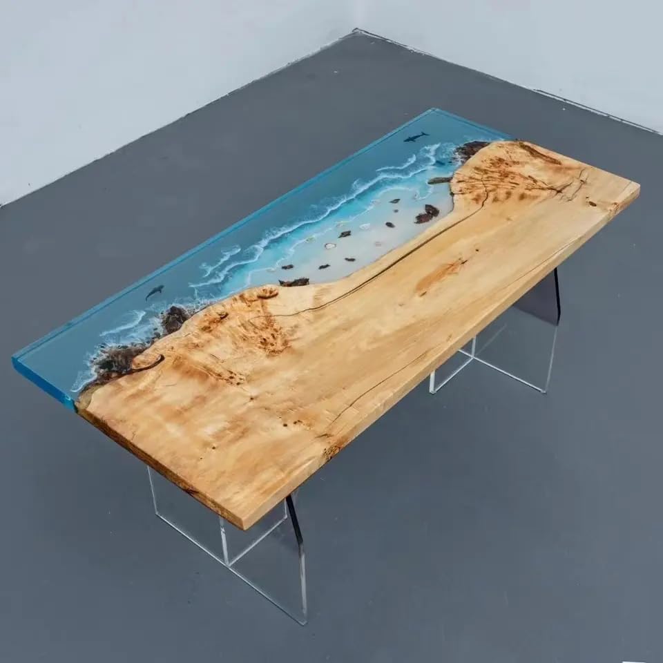 Natural Wood Mountain Sea Look Resin Epoxy Table Resin Dining Table Coffee Table End Table Wooden Table Living Room Table Bar Counter Home Décor Side Table top - resinhomefurniture
