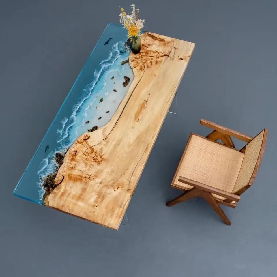 Natural Wood Mountain Sea Look Resin Epoxy Table Resin Dining Table Coffee Table End Table Wooden Table Living Room Table Bar Counter Home Décor Side Table top - resinhomefurniture