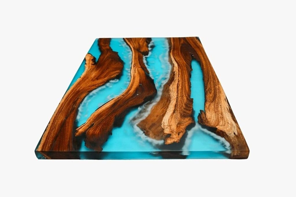 Natural Wood Resin Epoxy Multi River Clear Blue Epoxy Table Coastal table Top Dining Table Coffee Table Side/End Table Home D?cor - resinhomefurniture