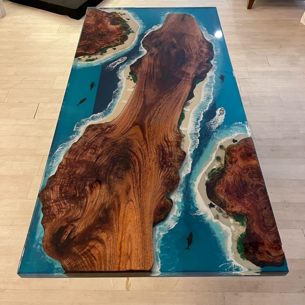Ocean Table Epoxy Dining Table Resin Coffee Table Island Look Table Living Room Table Coastal Table Top Side/End Table Wooden Table Home Décor - resinhomefurniture