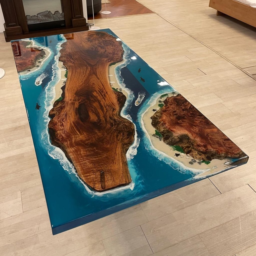 Ocean Table Epoxy Dining Table Resin Coffee Table Island Look Table Living Room Table Coastal Table Top Side/End Table Wooden Table Home Décor - resinhomefurniture
