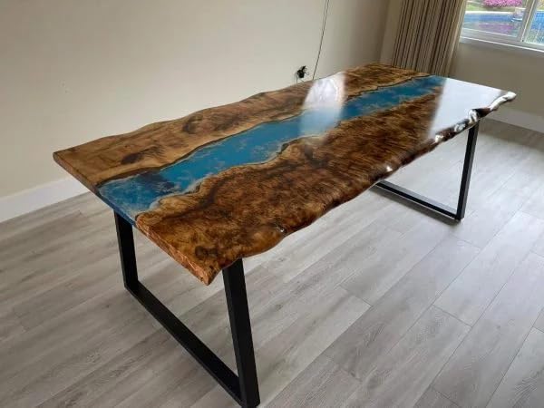 Oceanic Blue Epoxy Dining Table Resin Coffee Table River Table Living Room Table for 2, 4, 6, 8 Epoxy Table Top Patio Table Home Décor Bar Counter - resinhomefurniture