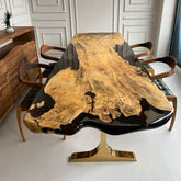 Personalized Large EPOXY Table, Resin Dining Table for 2, 4, 6, 8 Black Live Edge, Wood Epoxy Coffee Table Top, Living Room Table - resinhomefurniture