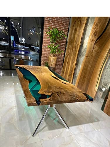 Personalized Large EPOXY Table, Resin Dining Table for 2, 4, 6, 8 River Dining Table Top, Wood Epoxy Coffee Table Top, - resinhomefurniture