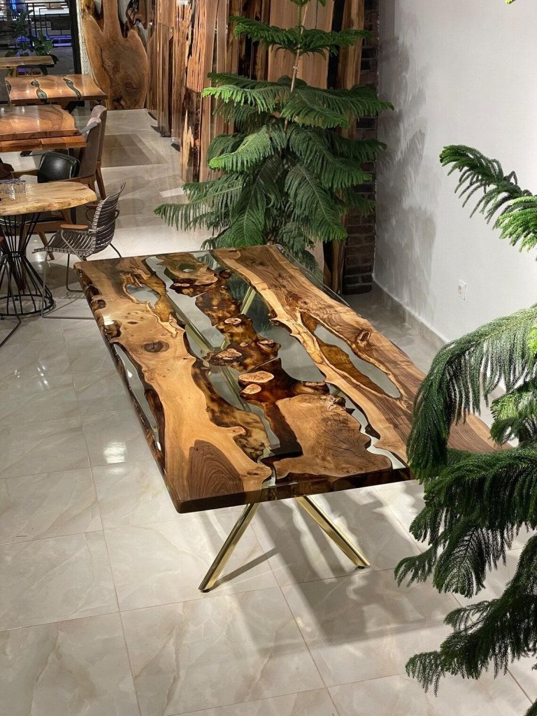 Personalized LARGE EPOXY TABLE, Resin Dining Table For 2 , 4 , 6, 8 River Dining Table Top, Wood Epoxy Coffee Table Top, Living Room Table - resinhomefurniture