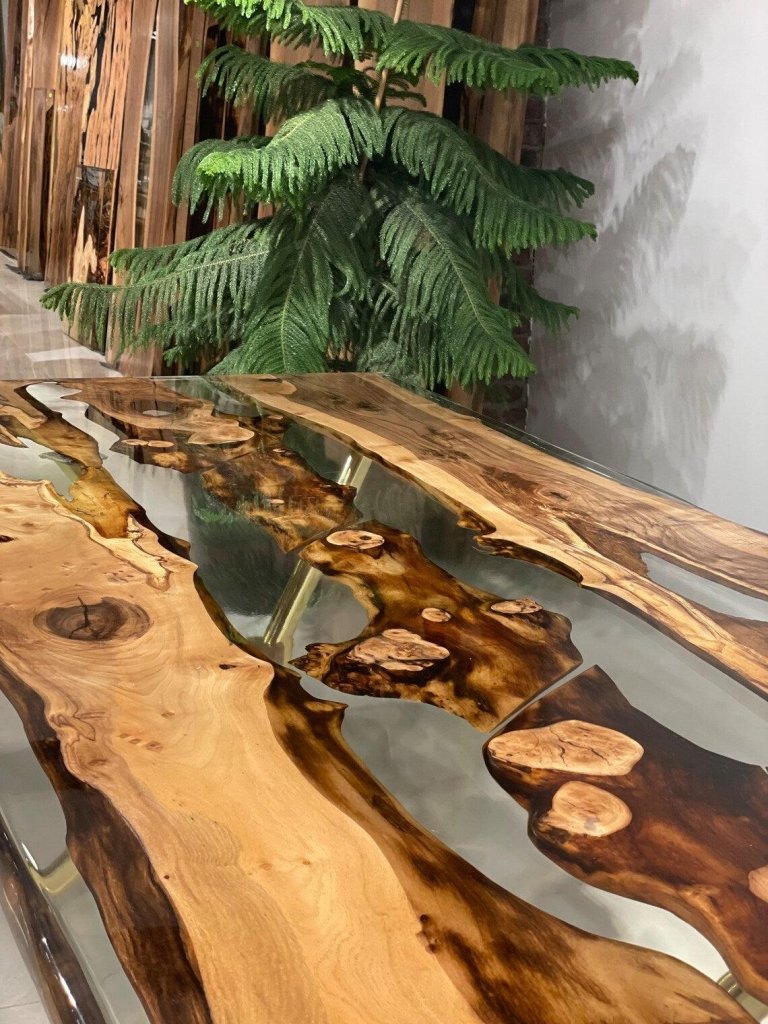 Personalized LARGE EPOXY TABLE, Resin Dining Table For 2 , 4 , 6, 8 River Dining Table Top, Wood Epoxy Coffee Table Top, Living Room Table - resinhomefurniture