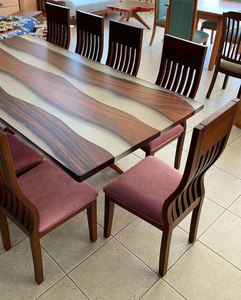 Personalized LARGE EPOXY TABLE, Resin Dining Table For 2 , 4 , 6, 8 River Dining Table Top, Wood Epoxy Coffee Table Top, Living Room Table - resinhomefurniture