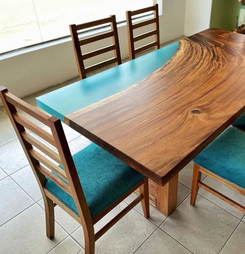Personalized LARGE EPOXY TABLE, Resin Dining Table For 2 , 4 , 6, 8 River Dining Table Top, Wood Epoxy Coffee Table Top, Living Room Table - resinhomefurniture
