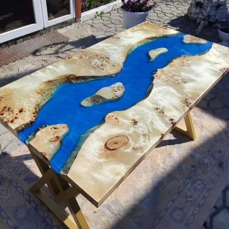 Personalized LARGE EPOXY TABLE, Resin Dining Table For 2 , 4 , 6, 8 River Dining Table Top, Wood Epoxy Coffee Table Top, Living Room Table - resinhomefurniture