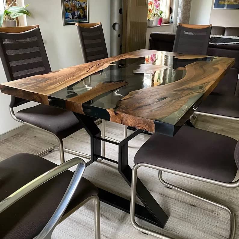 Personalized Large EPOXY Table, Resin Dining Table for 2, 4, 6, 8 River Dining Table Top, Wood Epoxy Coffee Table Top, Living Room Table - resinhomefurniture