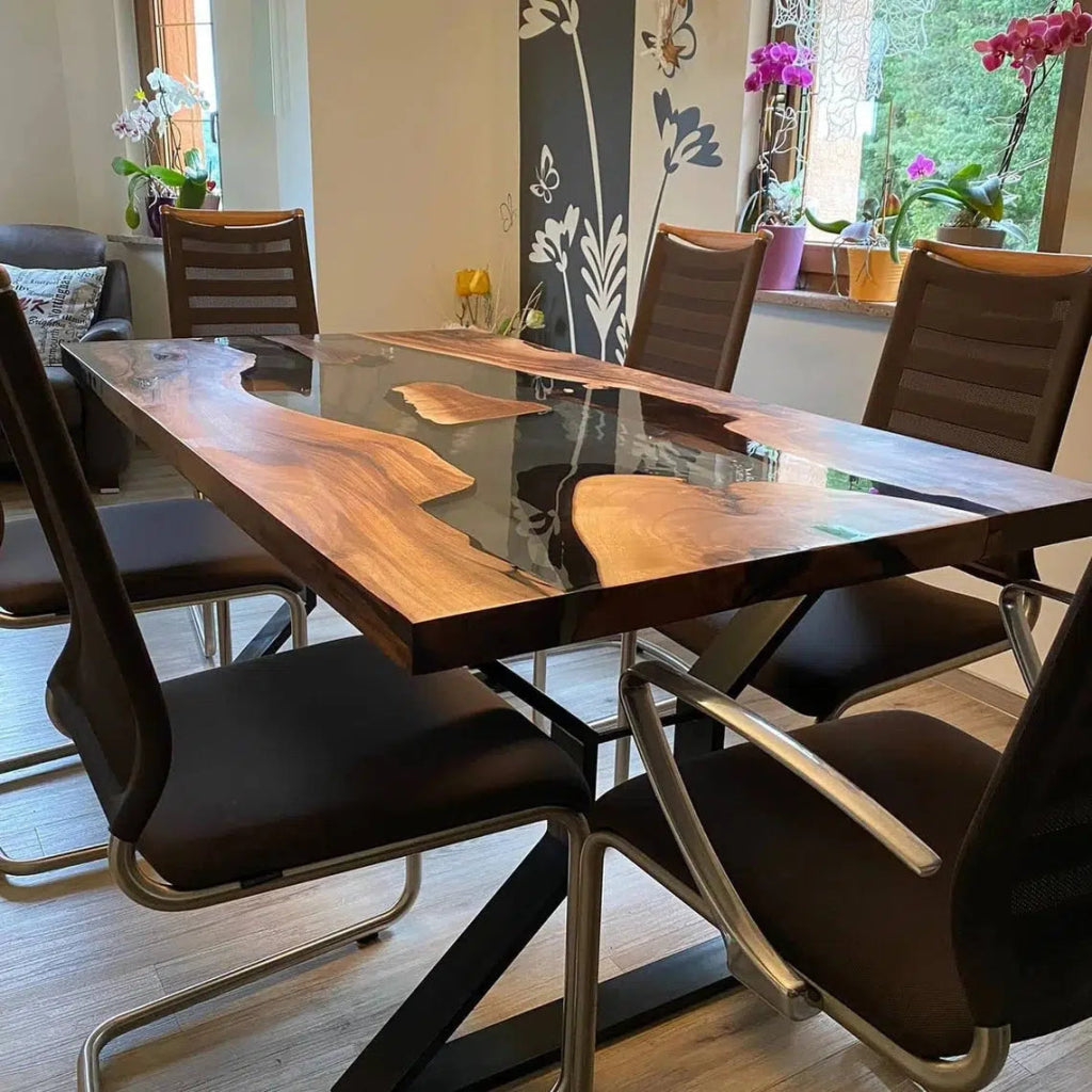 Personalized LARGE EPOXY TABLE, Resin Dining Table For 2 , 4 , 6, 8 River Dining Table Top, Wood Epoxy Coffee Table Top, Living Room Table - resinhomefurniture