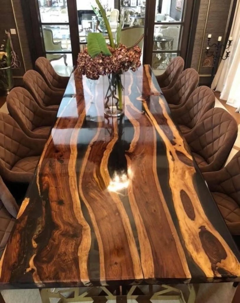 Personalized LARGE EPOXY TABLE, Resin Dining Table For 2 , 4 , 6, 8 River Dining Table Top, Wood Epoxy Coffee Table Top, Living Room Table - resinhomefurniture