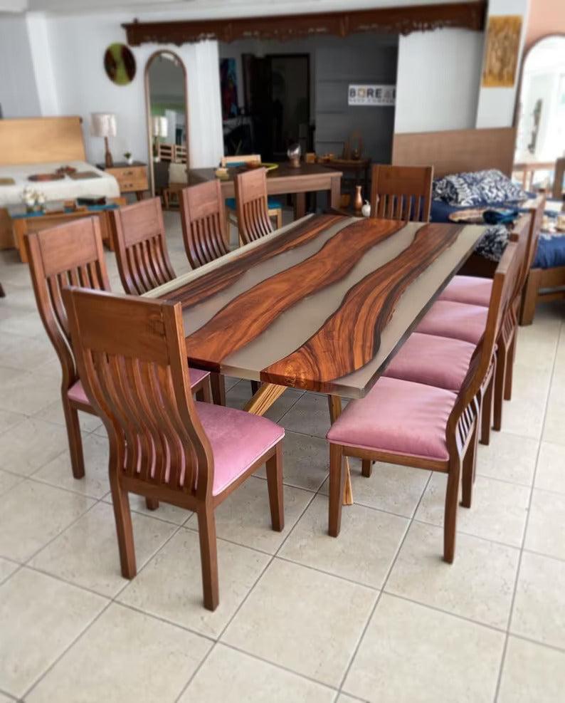 Personalized LARGE EPOXY TABLE, Resin Dining Table For 2 , 4 , 6, 8 River Dining Table Top, Wood Epoxy Coffee Table Top, Living Room Table - resinhomefurniture