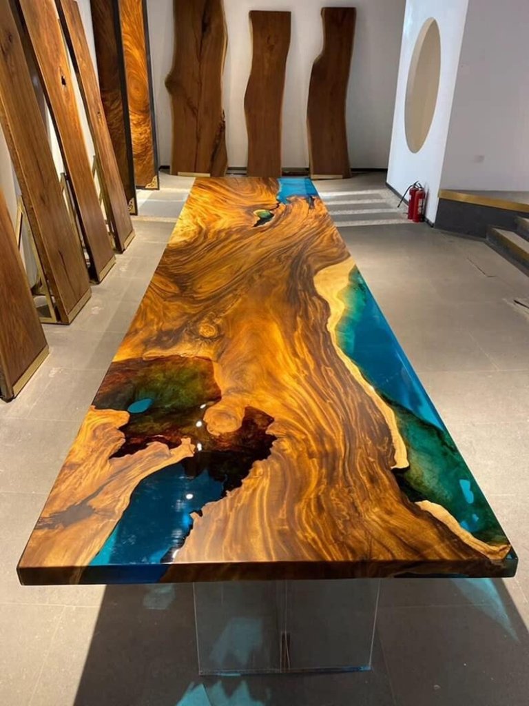 Personalized LARGE EPOXY TABLE, Resin Dining Table For 2 , 4 , 6, 8 River Dining Table Top, Wood Epoxy Coffee Table Top, Living Room Table - resinhomefurniture