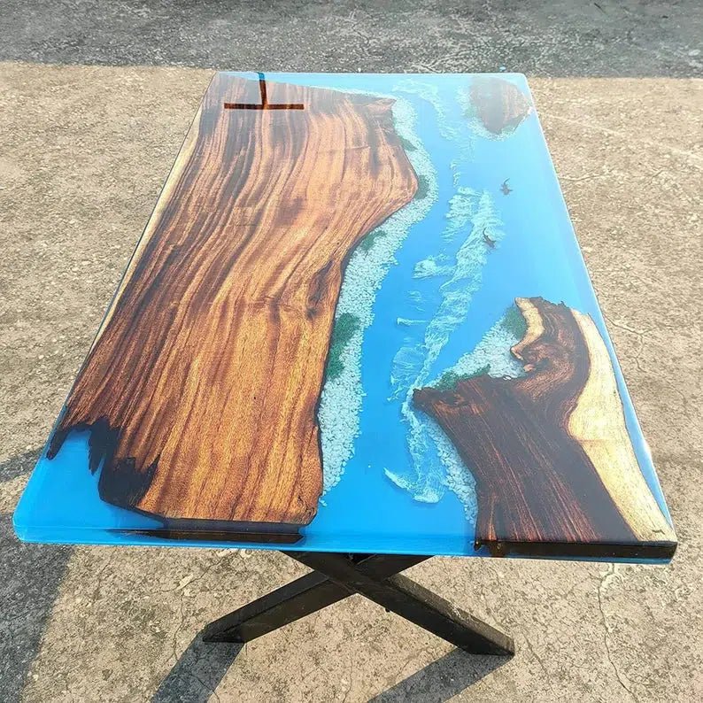 Personalized LARGE EPOXY TABLE, Resin Dining Table For 2 , 4 , 6, 8 River Dining Table Top, Wood Epoxy Coffee Table Top, Living Room Table - resinhomefurniture