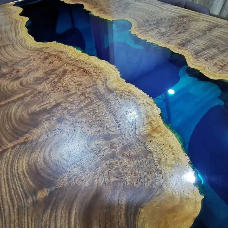 Personalized LARGE EPOXY TABLE, Resin Dining Table For 2 , 4 , 6, 8 River Dining Table Top, Wood Epoxy Coffee Table Top, Living Room Table - resinhomefurniture