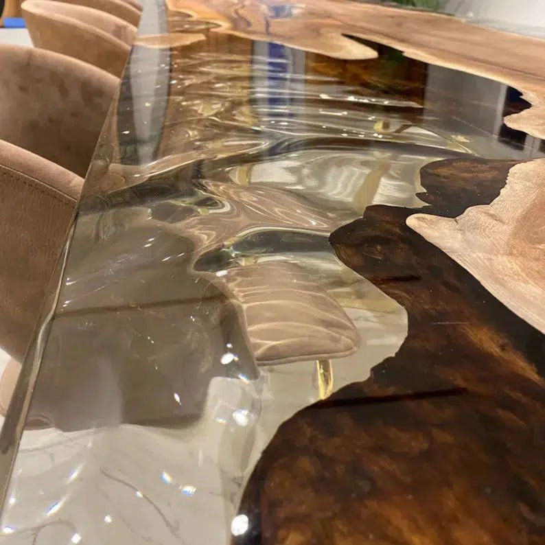 Personalized LARGE EPOXY TABLE, Resin Dining Table For 2 , 4 , 6, 8 River Dining Table Top, Wood Epoxy Coffee Table Top, Living Room Table - resinhomefurniture