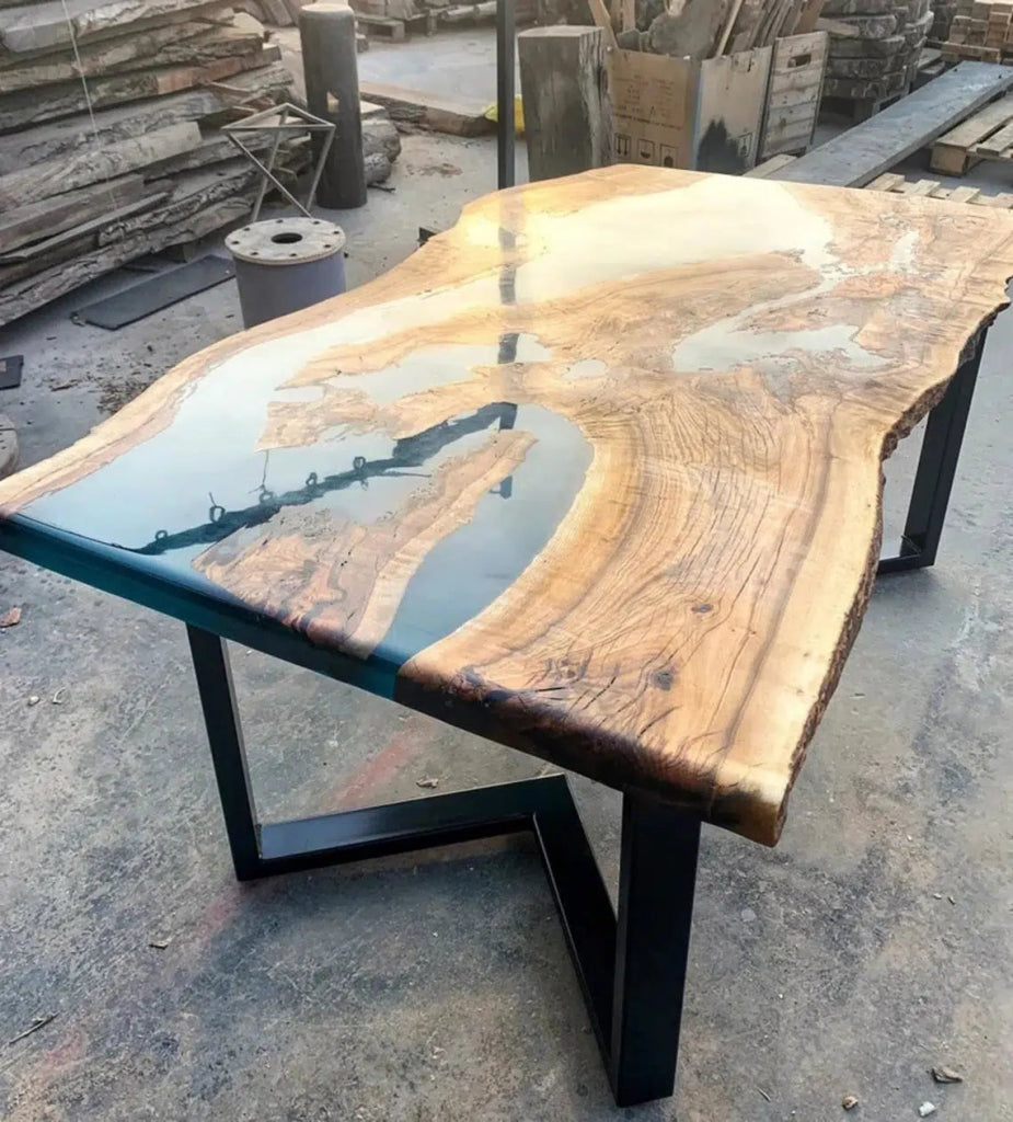 Personalized LARGE EPOXY TABLE, Resin Dining Table For 2 , 4 , 6, 8 River Dining Table Top, Wood Epoxy Coffee Table Top, Living Room Table - resinhomefurniture
