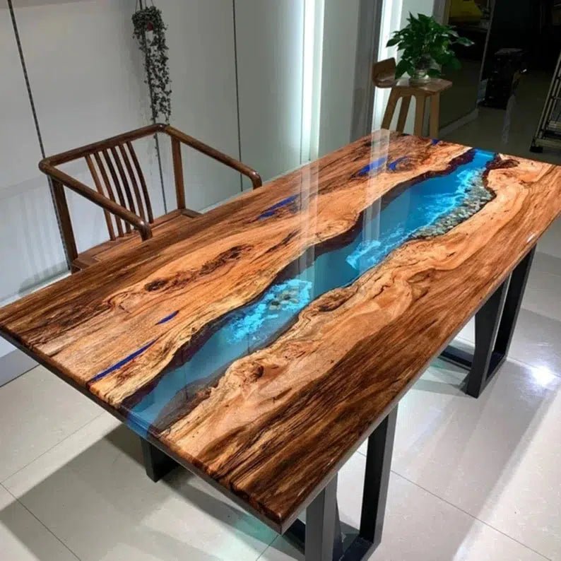 Personalized LARGE EPOXY TABLE, Resin Dining Table For 2 , 4 , 6, 8 River Dining Table Top, Wood Epoxy Coffee Table Top, Living Room Table - resinhomefurniture