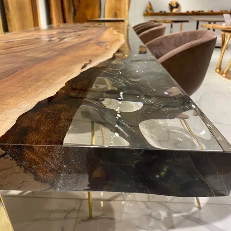 Personalized LARGE EPOXY TABLE, Resin Dining Table For 2 , 4 , 6, 8 River Dining Table Top, Wood Epoxy Coffee Table Top, Living Room Table - resinhomefurniture