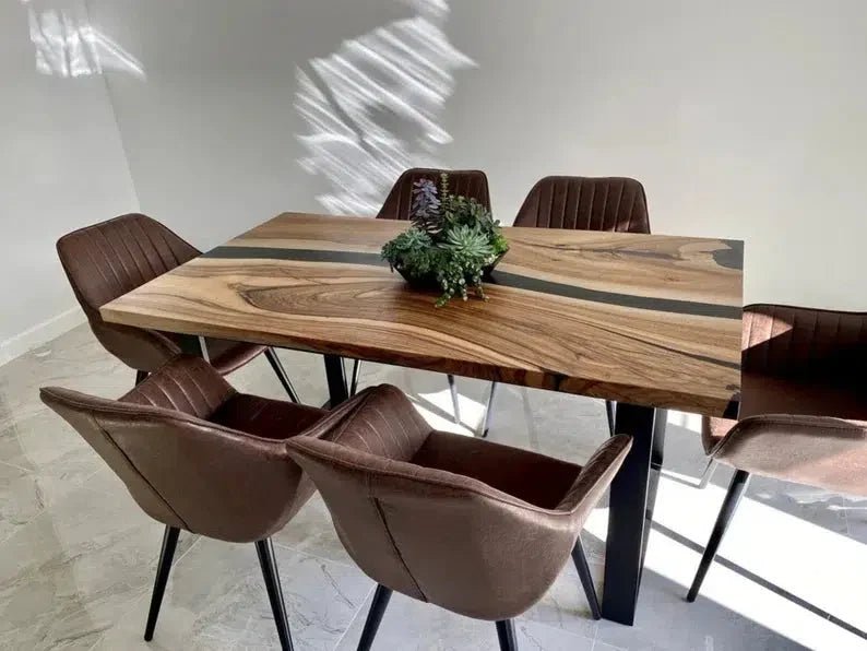 Personalized LARGE EPOXY TABLE, Resin Dining Table For 2 , 4 , 6, 8 River Dining Table Top, Wood Epoxy Coffee Table Top, Living Room Table - resinhomefurniture